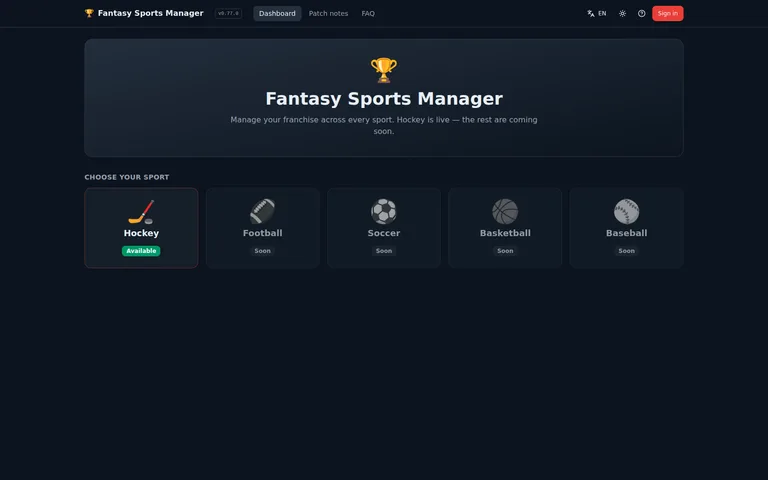 Fantasy Sports Manager — capture 1